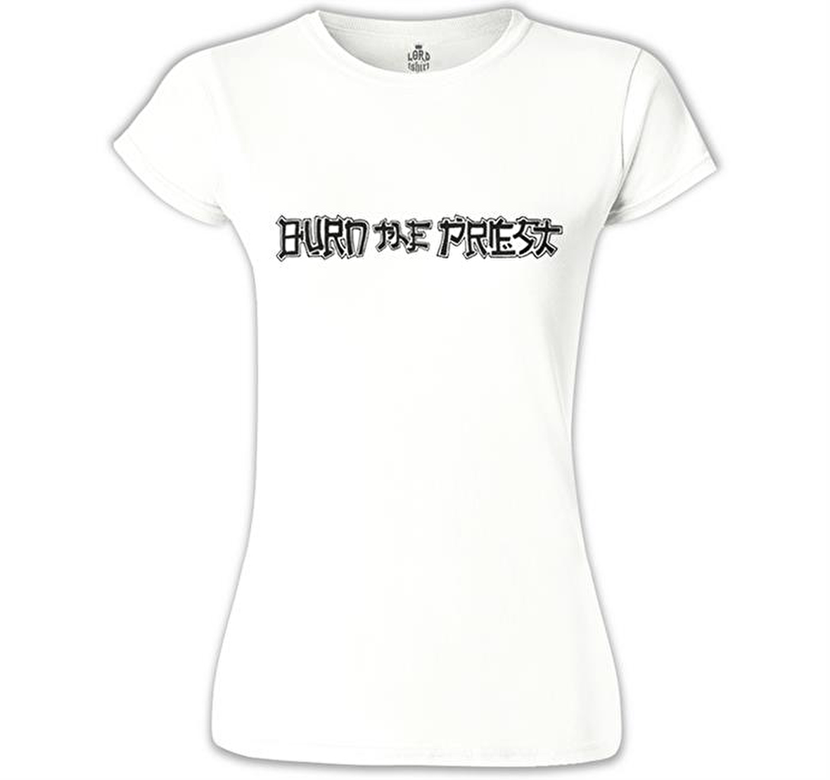 Burn the Priest  - Logo Beyaz Bayan Tshirt